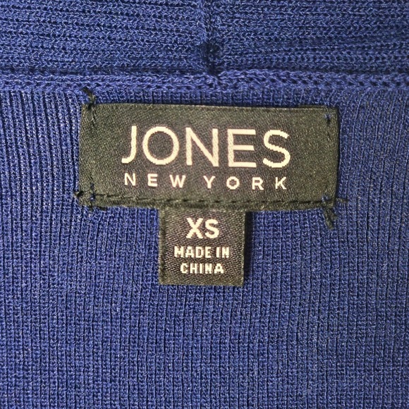 Jones New York Sweater Womens XS Navy‎ Open Front Pockets Cardigan Long Sleeve - Picture 7 of 9
